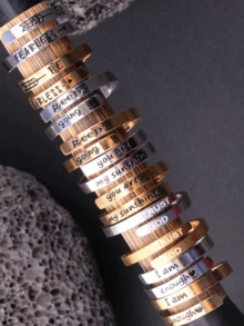 1 件 18K 不锈钢双层可调节戒指，刻有简约设计 - Trust God - 查看 2