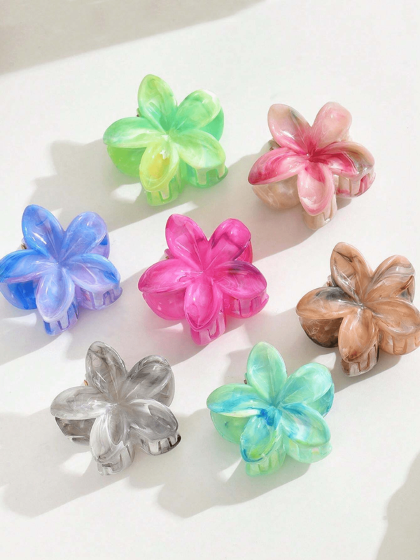 7pcs/Set Acrylic Small Flower Hair Clips For Women, Minimalist And Elegant Versatile Hair Accessories, Suitable For Daily Outings, Vacations, And Photography Valentine's Day