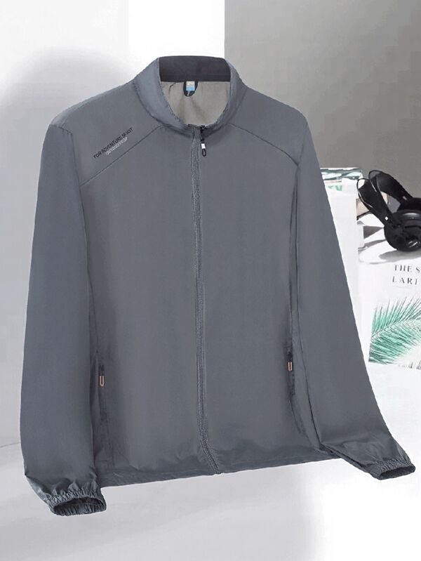 Gray Lightweight Breathable UV Protection Hoodie Jacket, Unisex Minimalist Design With Pockets, Quick-Drying Anti-Wrinkle Outdoor Cycling And Hiking Sunscreen Clothing, Full-Zip Long-Sleeve Summer Jacket