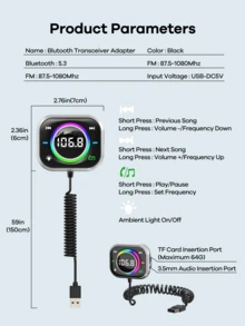 REMAX Mini ricevitore Bluetooth con microfono HD, plug and play, adatto per auto/casa/ufficio, funzione FM/AUX, adattatore senza fili multifunzione, si collega ad auto, TV, computer, altoparlanti e cuffie, compatto e portatile, senza configurazione richiesta, chiamate hands-free, accessori per auto, accessorio auto pratico - C81 - Visualizzare 9