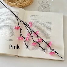 1/4/6Pcs Artificial Flowers Pink Plum Blossom 21.7'' Fake Winter Sweet Long Stem Plastic Flowers Home Hotel Office Wedding Party Garden Decor, Valentine Day, Room Decor Gift Gifts Birthday Graduation