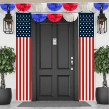 Tenda da pioggia a semicerchio lunga 3,3 m in rosso, bianco e blu, adatta per il 4 luglio, il Memorial Day, il Veterans Day, compleanni, baseball, feste, decorazioni rosso bianco blu, ritorno a scuola, feste di anniversario, decorazioni per interni ed esterni, decorazioni per la casa, matrimonio
