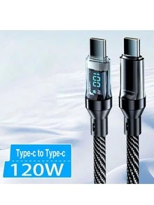 120W 超级快速充电 USB A 转 Type-C 数据线，带 LED 数字显示屏，双 Type-C 数据线，6A 大电流，兼容小米 POCO，母亲节、生日、返校礼物