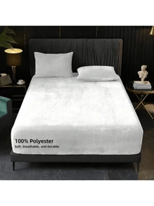 3 pièces Ensemble de drap-housse et taie d'oreiller en velours cristallin : 1 pièce de drap-housse + 2 pièces de taies d'oreiller (Exclu le rembourrage), ensemble de literie à poche profonde douce