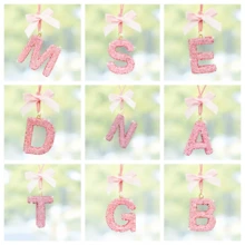 Decoração Pendente com Letra Brilhante com Detalhes de Laço, Acessório Decorativo de Letra Inglesa da Moda para Espelho Retrovisor, Seu Pendente Exclusivo