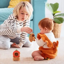 Kawaii Capybara Keychain Plush Pendant Simulation Capybara Doll Cute Anime Stuffed Birthday - Capybara+Strawberry - View 2