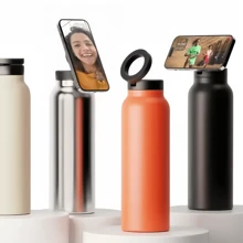 Magnetic Lid Sports Water Bottle, Large Capacity Vacuum Insulated Straw Cup For Cycling, Thermal Bottle
