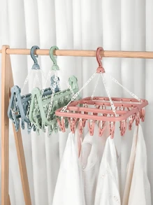 Suszarka do skarpet, wieszak na ubrania z 32 klipsami, wieszak na ubrania do wewnątrz i na zewnątrz, składana obrotowa suszarka do ubrań, odpowiednia do bielizny, skarpetek, małych części garderoby, do użytku na zewnątrz i na balkonie - oszczędzająca miejsce, bez zasilania, wisząca linka na ubrania, wieszak na ubrania, pralnia