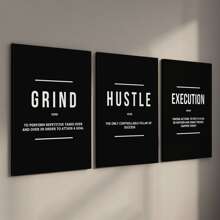 Juego de 3 Carteles con citas inspiradoras en blanco y negro sin marco, decoración mural elevadora, arte de pared de lienzo resistente al agua, pintura mural como regalo, póster motivacional para dormitorio, sala de estar, oficina, comedor, gimnasio, hogar y decoración de dormitorio