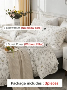 3 Piecesfloral And Leaf Pattern Fresh Bedspread And Pillowcase Flannel Three Pieces Set - Small Fresh - View 2
