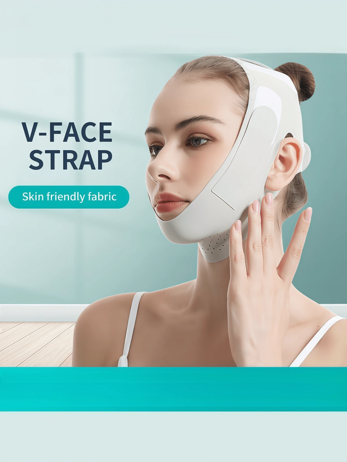 1pc Women's Facial Beauty Strap - Essential For Home Skincare, Adjustable Face Ventilation Mask - Reusable Facial Tool Suitable For Women And Men - Maintains Chin, For Sleeping, Workout And Yoga, Lightweight, Breathable And Wrinkle-Free. Y2K Goth Style Travel Essential - Cadet Blue - View 1