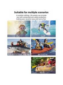 1 pieza Chaleco salvavidas premium de alta flotabilidad para adultos para uso en exteriores, versión reforzada y gruesa para botes, deriva, pesca y natación