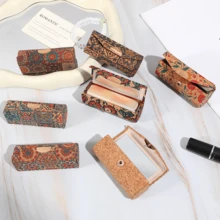 1 pieza Caja de regalo de lápiz labial con estilo vintage chino, caja de almacenamiento plegable premium y elegante de labios para el campo