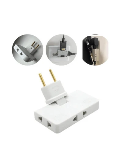 Adaptador De Extensão De Plugue De Alimentação 3 Em 1 Ajustável Em 180 Graus