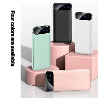 1 pièce Batterie externe ultra-fine 10 000 mAh - Batterie externe à charge lente multicolore avec USB, protège la durée de vie de la batterie, convient aux smartphones, montres connectées, etc. 2 sorties USB-A pour charger les téléphones, entrée Type-C uniquement pour charger la batterie externe