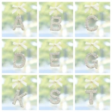 Decoração Pendente com Letra Brilhante com Detalhes de Laço, Acessório Decorativo de Letra Inglesa da Moda para Espelho Retrovisor, Seu Pendente Exclusivo