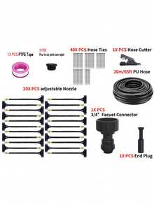 5M/10M/15M/20M DIY 温室花园浇水系统，通用雾化冷却套件，塑料材质，无需电力，符合欧洲和美国螺纹标准，适用于植物和庭院雾化冷却