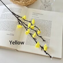 1/4/6Pcs Artificial Flowers Pink Plum Blossom 21.7'' Fake Winter Sweet Long Stem Plastic Flowers Home Hotel Office Wedding Party Garden Decor, Valentine Day, Room Decor Gift Gifts Birthday Graduation