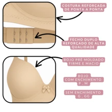 Bra With Padded Cup Women's Bra Reinforced Comfort Support Breast Lift Polyamide National Bra Bra Casual-Comfortable Bra With Wire Wireless Non-Removable Padding - màu đen - Xem 4