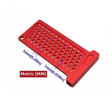 Woodworking Scribe Metric/Inch Precision T-Ruler Aluminum Pocket Marking Gauge Carpentry Cross Calibration Hole Scribing Ruler - Red - View 12