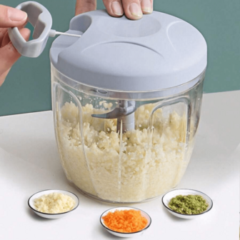 900ml Extra Large Capacity Manual Food Chopper, Vegetable Chopper, Garlic Chopper, Pull Cord Style Manual Food Processor, With 5 Sharp Blades, Can Chop Onions, Peppers, Ginger And More