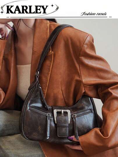 1pc Solid Color PU Leather Women Crossbody Bag, Water-Resistant British Vintage Style Shoulder Bag With Chain Strap, Suitable For Girls, Women, Students, Office Workers, Commuters, School Outings, Etc., Retro Inspired Vintage Bag For Women