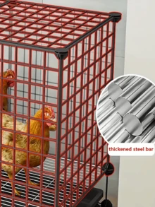 Chicken Cage With Easy-Clean Removable Tray, Secure Locking Door & Safety Wire Mesh - Easy Assembly For Ducks, Rabbits, Birds, Small Animal Enclosure - 黑色 - 查看 4