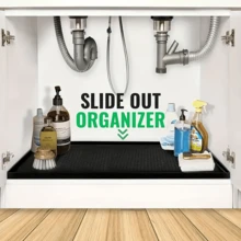 Silicone Mat, Waterproof For Kitchen & Bathroom, Under Sink Organizer And Storage, Sink And Cabinet Protector, Bathroom Sink Undersink Tray,Non-Slip Kitchen Mats For Sink Side, Natural And Hygienic Kitchen Essential For Home And Kitchen Room Decor, Part Of Your Cozy Fall& Winter Styles And Christmas Decorations - Black - View 7