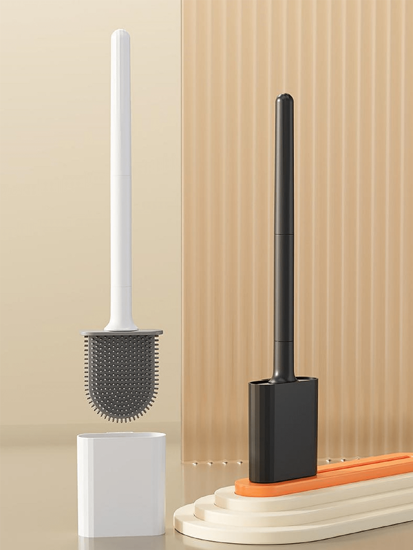 1 Pc Soft Rubber Toilet Brush Bathroom Cleaning Brush, Crevice-Free Cleaning Brush, Detachable Handle Space-Saving Wall-Mounted Brush, Soft Rubber Toilet Brush Crevice-Free Cleaning Brush, Detachable Handle Space-Saving Wall-Mounted Brush