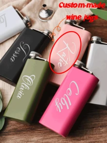 1pc Customized Lettering Stainless Steel Hip Flask 304, Portable Small Liquor Bottle, Suitable For Home & Outdoor, Mini Liquor Accessories, Gift - Multicolor - View 1