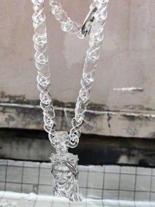 1 件时尚亚克力耶稣头荆棘链项链,适合女性日常佩戴 - 無色 - 查看 18