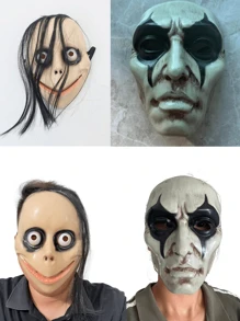 1 Pieza, Máscara de Payaso de Horror de Halloween, Suministros de Fiesta de Esqueleto, Accesorios, Máscara de Fiesta, Mascarada, Día de Matar, PVC Día de la Muerte, Feliz Día de la Muerte, Personaje de Juego, Guión de Personaje, Matar, Juguetes de Payaso, Alma de Payaso, Fiesta MOMO, Habitación de Terror, Escape, Máscara de Payaso Real, Máscara Aterradora, Peluca de Fantasma Femenino de Gaviota, Accesorios, Máscara Astuta y Aterradora