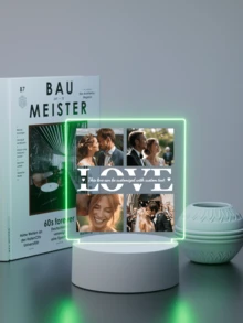 可客製化小夜燈，可印製您的文字或照片。適合作為週年紀念、情人節、生日、婚禮、母親節、父親節等場合的禮物，送給女朋友、他/她/朋友。 - 3mm小方形+love03+彩光 - 查看 6