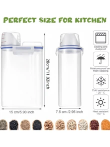 4pcs 5 Pound Rice Sealed Dry Grain Storage Container Rice Storage Box Grain Container Dispenser, Thickened Plastic Transparent Food Storage Box With Pouring Port, Grain Meat Cup, Flour Snacks - Nhiều màu - Xem 2