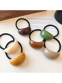 6-Piece Mixed Color Set Design With Curved Hair Cords, French Style Simple And Elegant High Elasticity Hair Accessories, Suitable For Women's Ponytails, Bun Heads, Hair Tie Ropes, Rubber Band Hair Accessories[Colors Will Vary Randomly - May Include Duplicates. Not Suitable For Those Who Require Specific Colors]