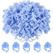 Anillos con forma de corazón para extensiones de pestañas - Portador de pegamento para pestañas 50/100/200/300 piezas, taza para abanico de volumen para suministros de extensión de pestañas