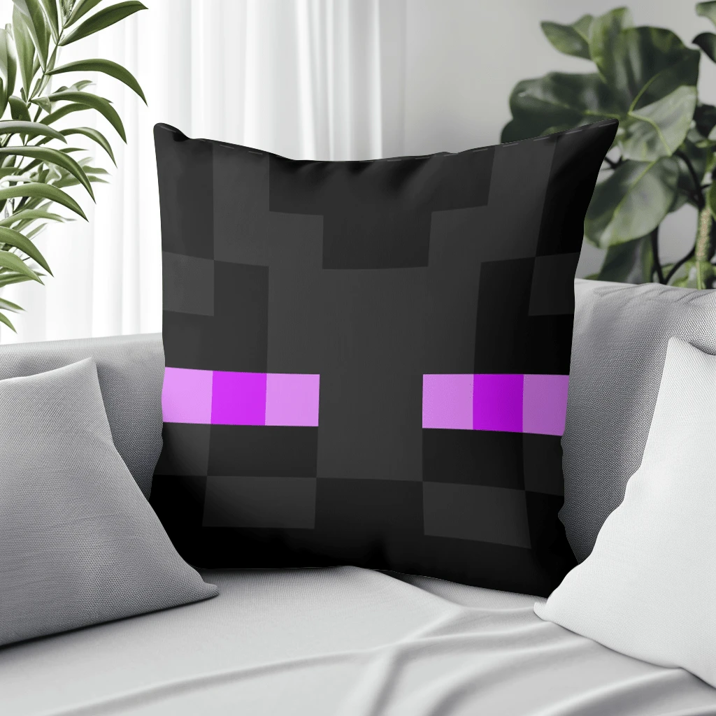 Almohada cojín decorativo de juego de videojuego mine craft, cojín cuadrada suave apta para sofá, cama, coche, jardin - Negro - Ver 1