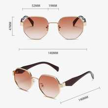 1 pieza Gafas de moda con marco de polígono romboidal único, estilo retro redondo, versátil para hombres y mujeres, marco de metal extra grande - Negro - Ver 3