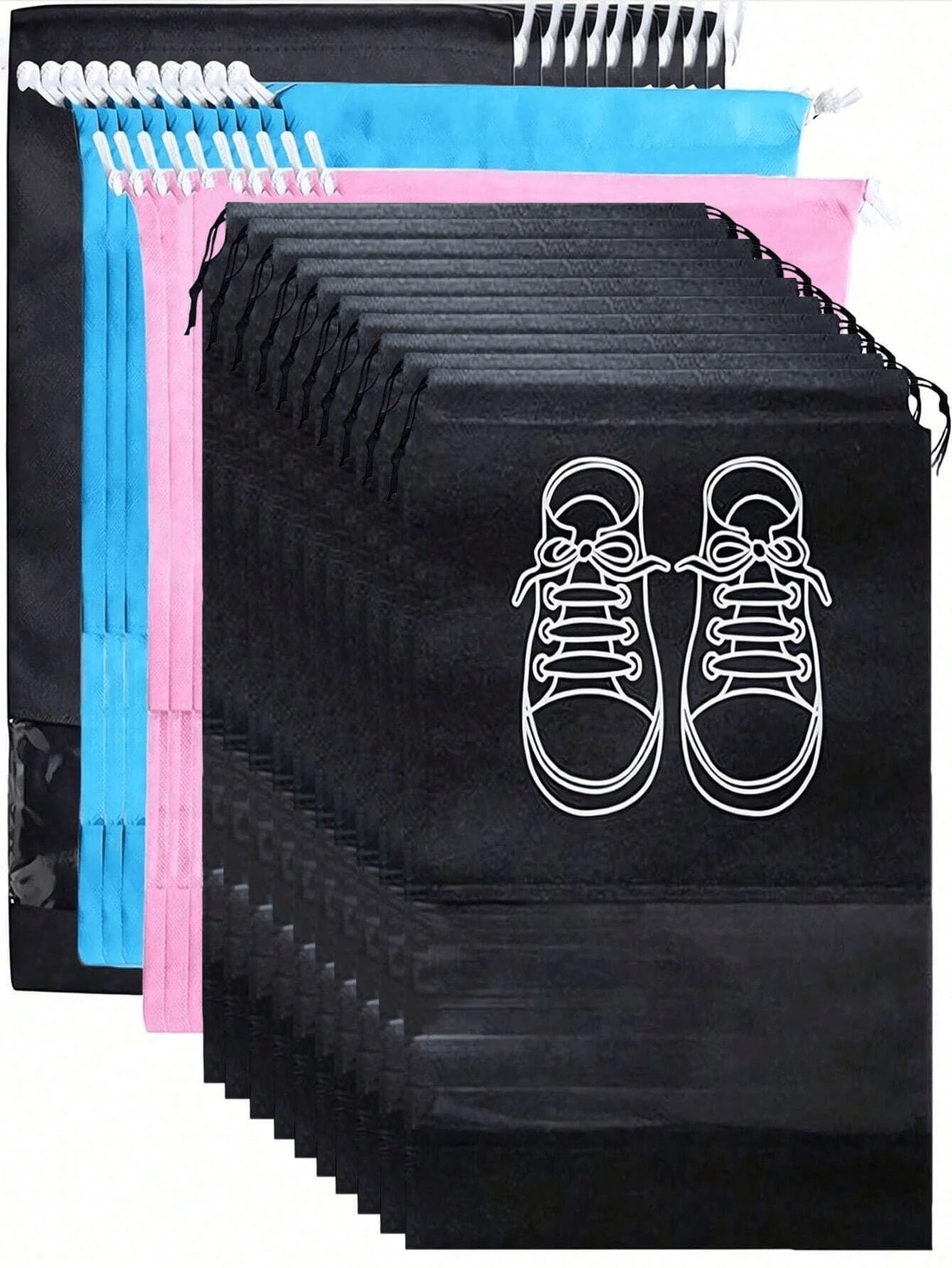 1/3/5/10 piezas Bolsas de almacenamiento de zapatos con cuerda, bolsa de almacenamiento de viaje con cierre de cordón seguro, bolsa impermeable portátil para empacar zapatos, bolsa de almacenamiento multifuncional, organizador de zapatos, bolsa de playa impermeable para hombres y mujeres, artículos de viaje, suministros de almacenamiento y organización para el hogar, artículos esenciales de viaje de regreso a la escuela