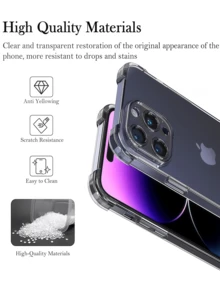 1 pièce Coque de téléphone transparente anti-chute, compatible avec la série /Apple, coque de protection de téléphone transparente, coque de téléphone, protecteur de téléphone, coque de téléphone, coque de téléphone, coque de téléphone anti-chute aux quatre coins, coque de téléphone transparente, coque de téléphone minimaliste, coque de téléphone couleur unie, coque de téléphone transparente, coque de téléphone en TPU, coque de téléphone anti-chute (anti-chute de niveau militaire) - Transparent - Voir 7