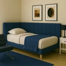 Upholstered L-Shaped Modular Headboard Kit For 45x20cm Rectangular Box Bed - ALL SIZES - IMMEDIATE SHIPPING - Black - View 6