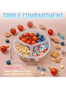 5/10/20 Sets Of 10pcs Reusable Snack Boxes With Lids, 3-Compartment Design, For Storing Small Reusable Condiment Containers - Transparent - View 5