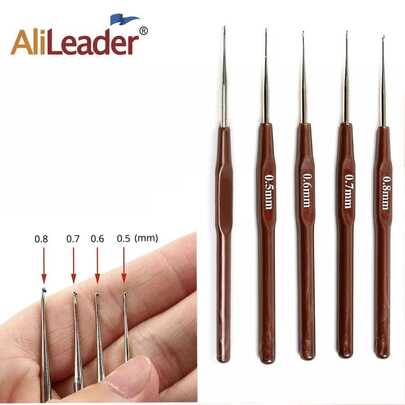  Alileader 4 件套钩针 0.5 英寸 0.6 英寸 0.7 英寸 0.8 毫米微型钩针适用于假发制作钩针编织辫子编织针工具