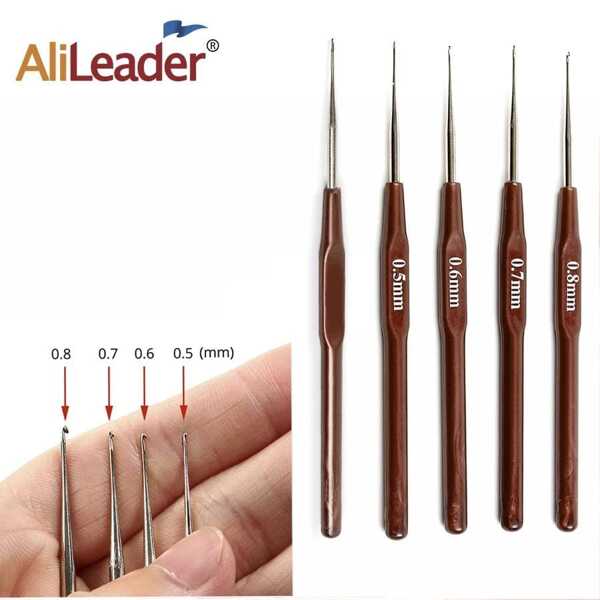 AliLeader Alileader 4 peças/lote agulhas de crochê 0,5" 0,6" 0,7" 0,8 mm micro agulhas de gancho para fazer perucas crochê tranças agulhas de tecelagem ferramentas