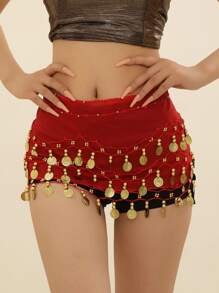1pc Gold Coin Waist Chain, Beginner Belly Dance Waist Scarf, Shiny Sexy Dance Practice Hip Scarf, BLINGBLING, Suitable For Daily Wear, Nightclub Stage Performance, Street Snap, Festival Party Costume Accessory Summer School