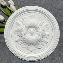 French White Carved PU Lamp Panel Mold Model Imitation Plaster Shape Lamp Holder Chandelier Base Lamp Pool Decoration Round Plate Home Decoration Material Decoration Carved Flower Lamp Panel Home Decoration Art Crafts