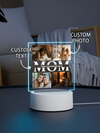 Personlig fotoanpassning, perfekt present till flickvän - Anpassad heminredning, akrylplakett nattlampa med tryckt foto, perfekt för födelsedag, jul, högtidspresenter