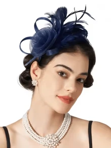1 Piece Women's Feather Mesh Flower Fascinator With Headband And Clip Wedding Tea Party Kentucky Derby Fascinator Hats