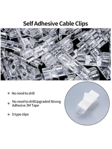 Abrazaderas adhesivas transparentes para cables (20 piezas), soportes de pared mejorados para cables, debajo de escritorios, autos, computadoras, luces de Navidad para interiores/exteriores