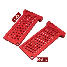 Woodworking Scribe Metric/Inch Precision T-Ruler Aluminum Pocket Marking Gauge Carpentry Cross Calibration Hole Scribing Ruler - Red - View 8